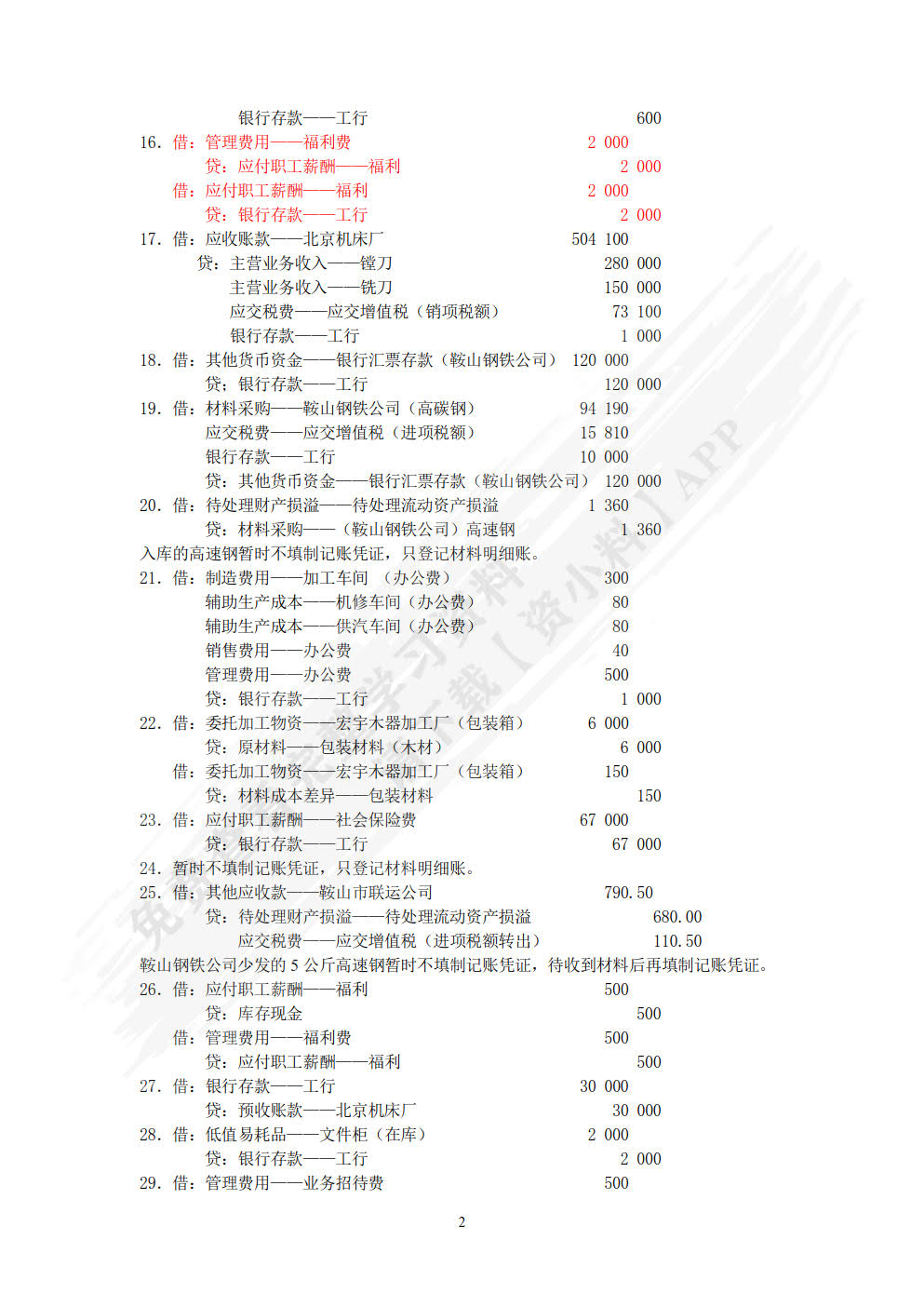财务会计实训教程第二版