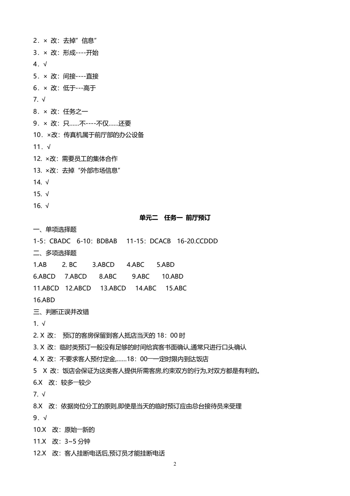 旅游专业综合辅导练习册