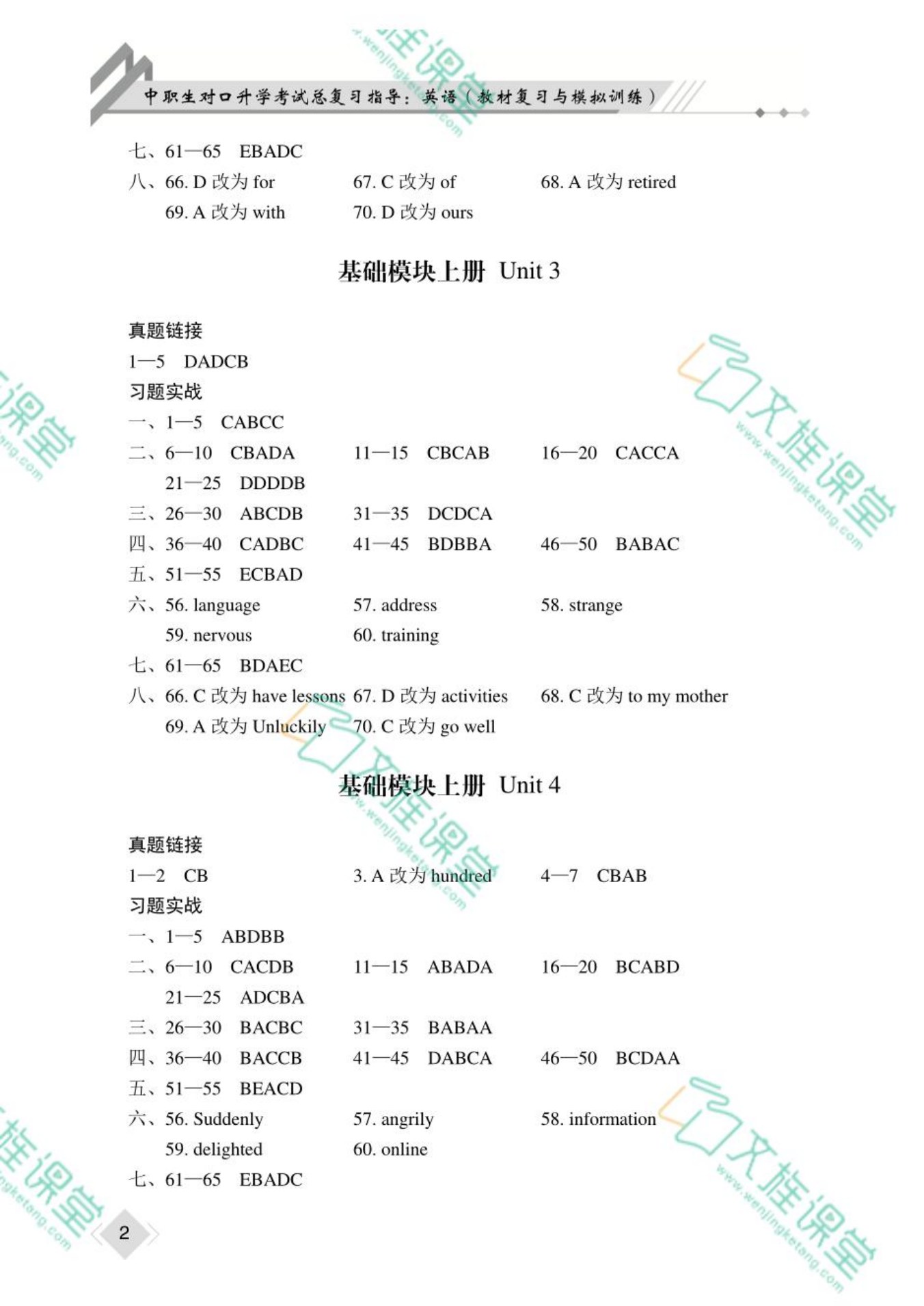 [河北省]中职生对口升学考试总复习指导：英语（教材复习与模拟训练）[一轮复习]（双色）（含微课）