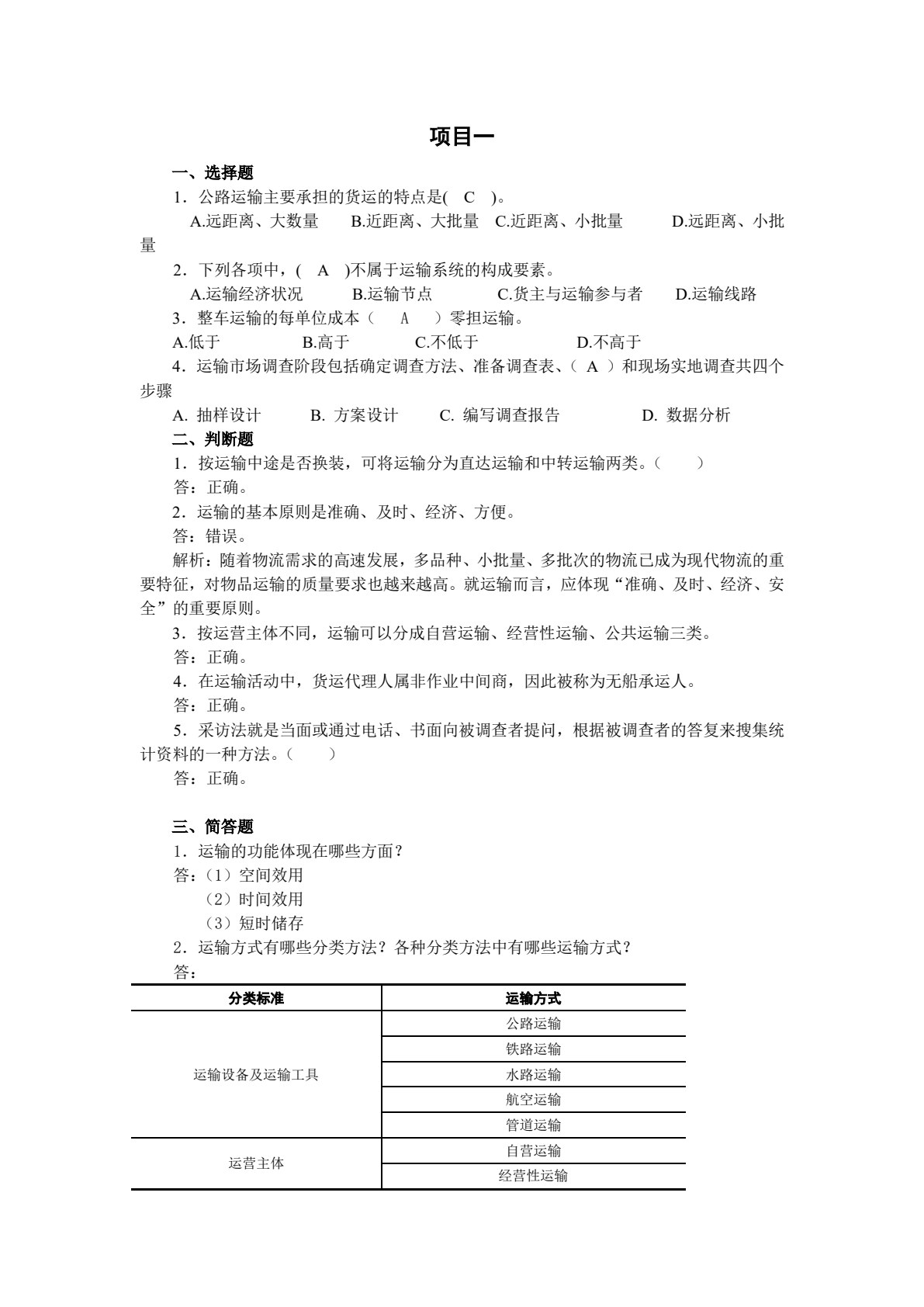 运输管理实务（第3版）