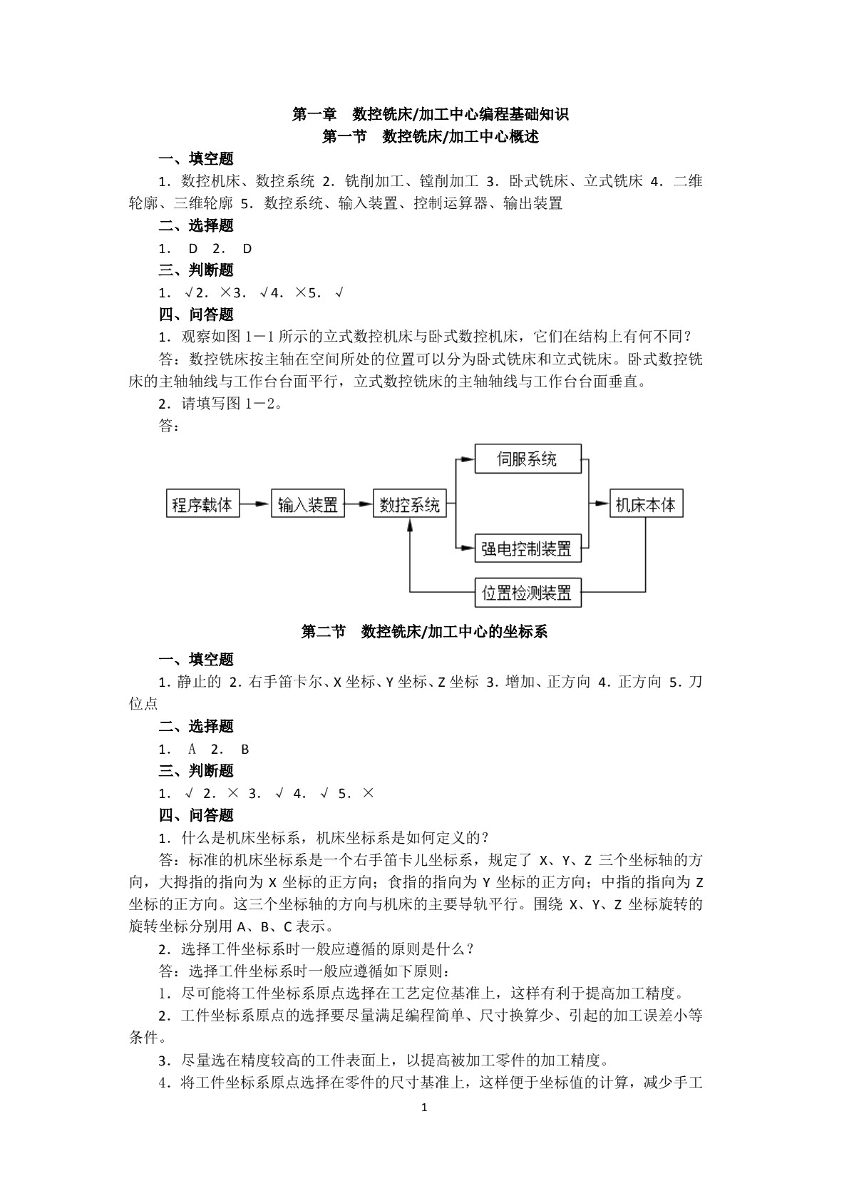 数控铣床加工中心编程与操作（FANUC系统）（第二版）习题册