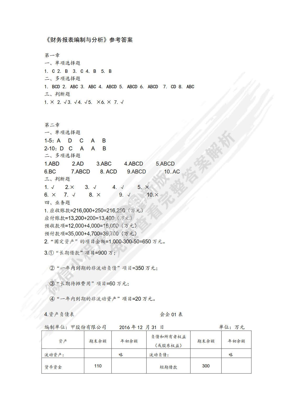 财务报表编制与分析（第二版）