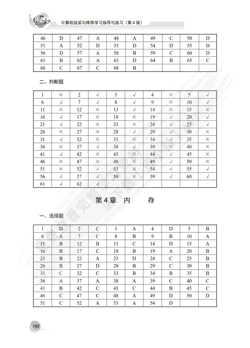 计算机组装与维修学习指导与练习